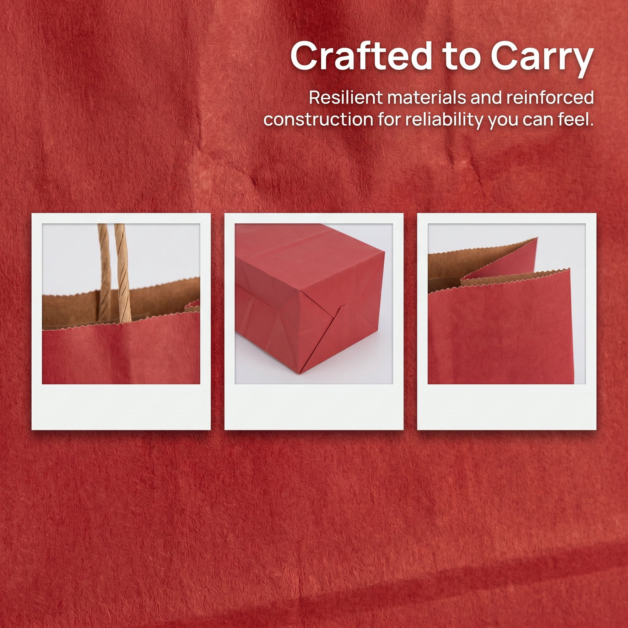 Unique Bargains 10Pcs Heavyweight Gift Bags with Handles Wine Red 8.3" x 4.3" x 10.6"