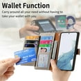 thumbnail image 5 of For Samsung Galaxy S25 5G Leather Phone Case Wallet Zipper Pocket Pouch Folio Flip Cover Kickstand, Multi Anti-theft Card Holder Cash Slot, Double Magnetic Buckle, Wrist Lanyard,Gray, 5 of 12