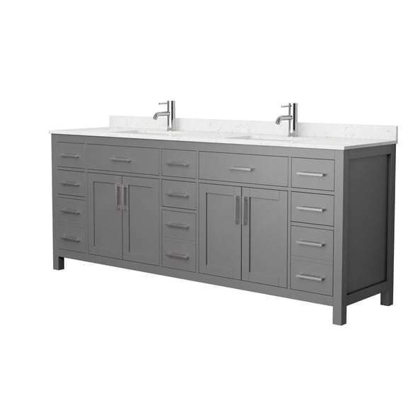 Wyndham Collection Beckett 84" Wood Double Bathroom Vanity in Dark Gray/Nickel