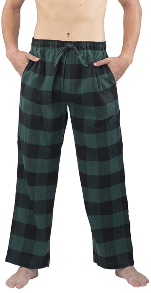 NORTY Mens Flannel Pants Adult Male Sleep Lounge Pajamas Green Buffalo ...