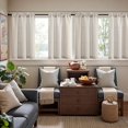 thumbnail image 3 of Striped Linen Kitchen Curtains 36 Inches Tier Curtains Farmhouse Modern Cafe Style Small Window Treatments Airy Light Filtering Rod Pocket for Living Room Bathroom 2 Panels Taupe Grey, 3 of 7