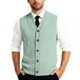 thumbnail image 3 of Sweater Vest for Men Sleeveless V Neck Button Down Classic Knit Cardigan Vest Business Fall Winter Pullover Sweater Light Green 4XL, 3 of 8