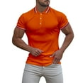 thumbnail image 3 of Sngxgn Men's Cotton Polo Short Sleeve T-Shirt(Orange,XL), 3 of 5