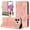 Pink, variant on Designed For iPhone 16 Pro Max Flip Phone Case,Embossed Butterfly&Rose Designing,PU Leather Flip Folding Kickstand,Card Slots,With Shoulder Strap&Wrist Strap,Shockproof Wallet Case,Green