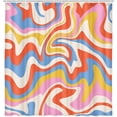 thumbnail image 2 of Boho Shower Curtain, Cute Aesthetic 70S Abstract Wavy Swirl Bathroom Curtain Liner, Fun Pastel Pastel Rainbow Colorful Groovy Minimal Teen Girls Restroom Decor Accessories with Hooks, 72X84in, 2 of 6
