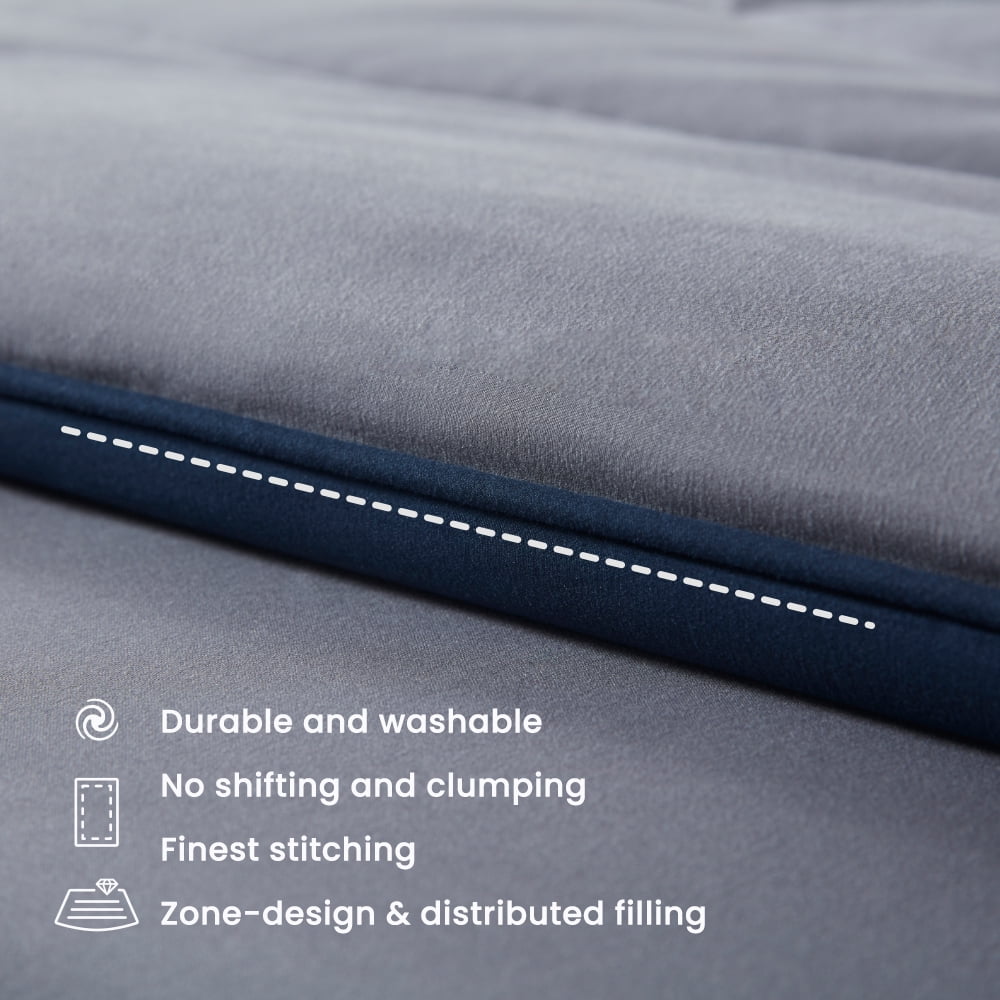 Sleep Zone Twin/Twin-XL Comforter Duvet Insert, Down Alternative Reversible Comforter, Lightweight, Soft and Breathable Bedding All Season, A Side Navy + B Side Grey