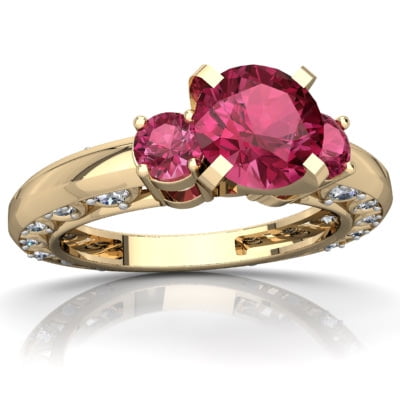 Pink Tourmaline Art Deco Ring in 14K Yellow Gold by