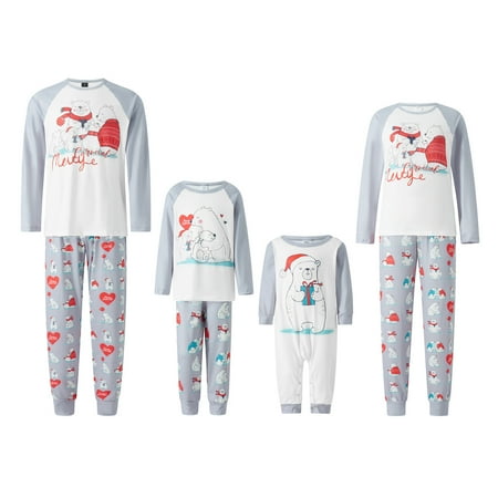 

Merqwadd Christmas Family Matching Pajamas Set Cute Snowmen Print O-Neck Long Sleeve Tops Pants Pyjama Trousers Outfits