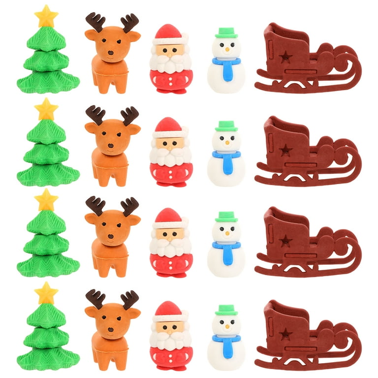 Eraser Christmas Erasers Santa Toys Favors Party Stationery Holiday  Kidsstuffer Stocking Assortment Puzzle Tree 3D 