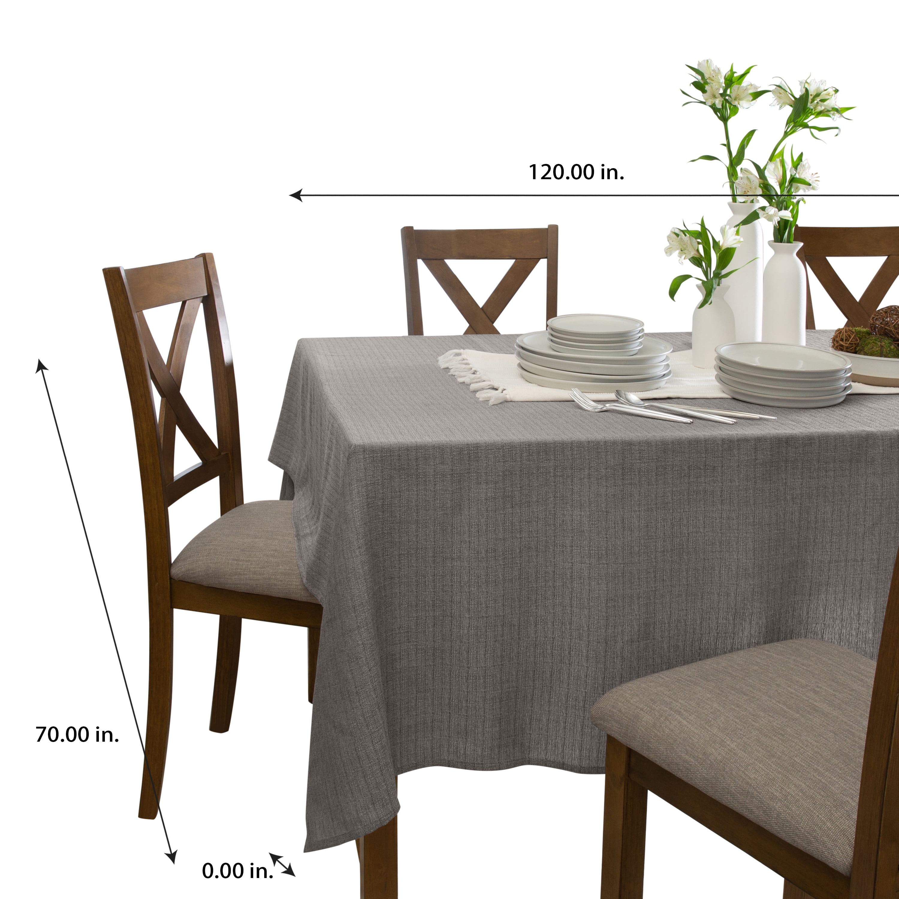 Home Details Chic & Rustic 70"x 120" Rectangle Polyester Tablecloth in Silver