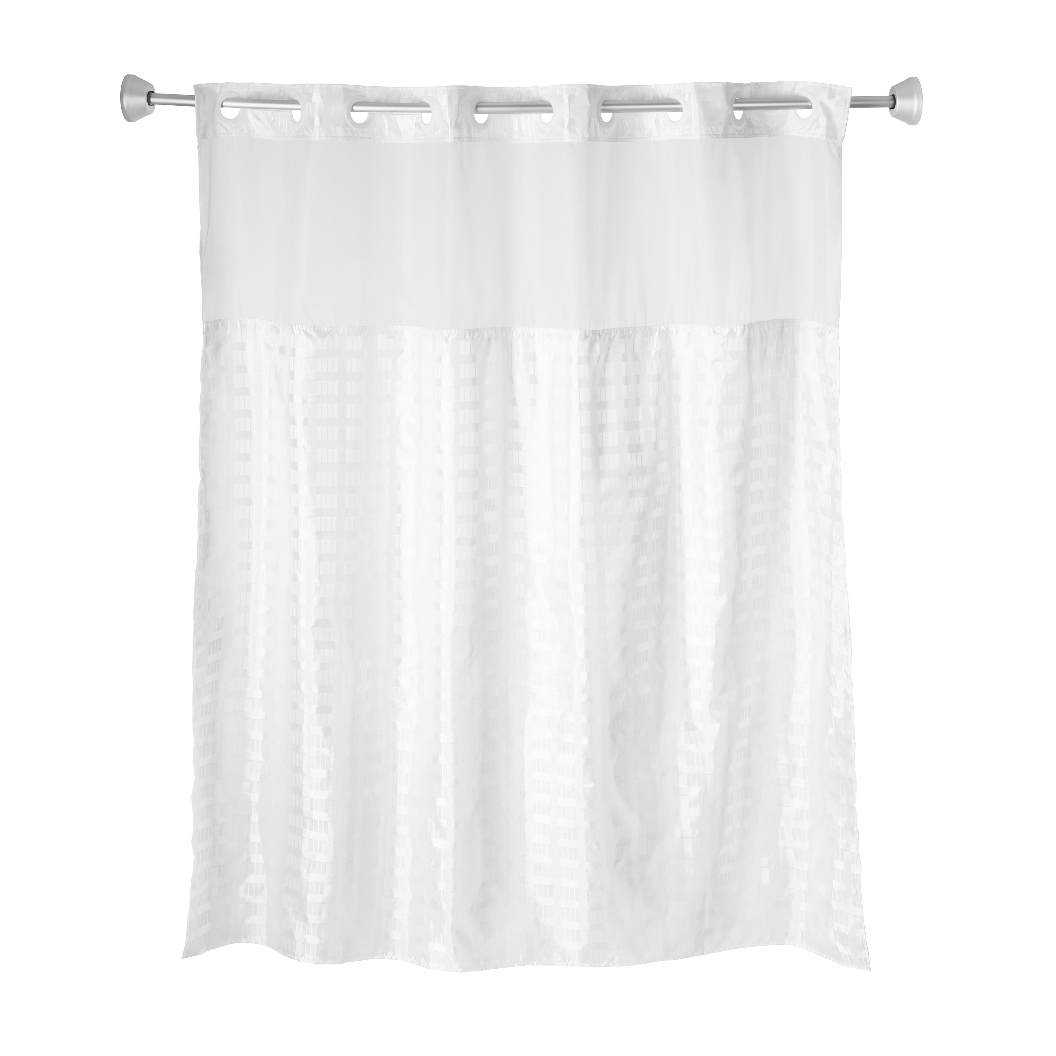 Whitmor No Hook Split Ring Checkered Pattern Shower Curtain, w/Snap-In Liner, 71" x 77"