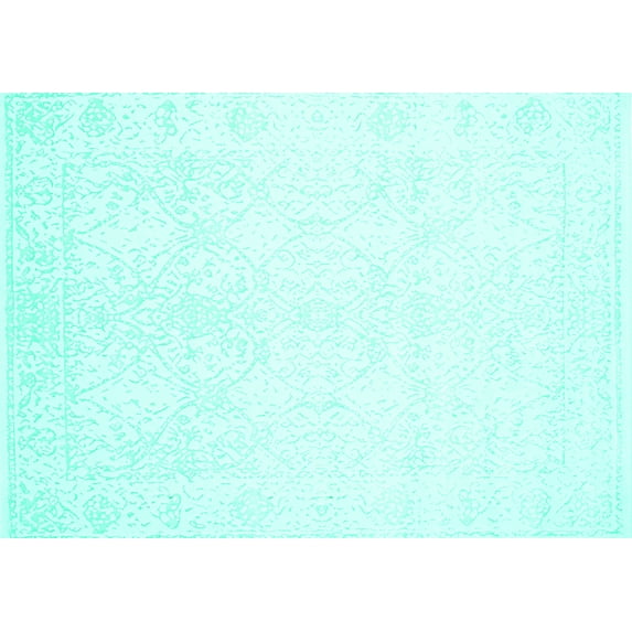 Ahgly Company Machine Washable Indoor Rectangle Solid Turquoise Blue Modern Area Rugs, 5' x 7'