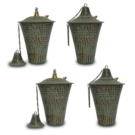 Legends International Kona Style Tabletop Tiki Torch Hammered Patina - 4 Pack