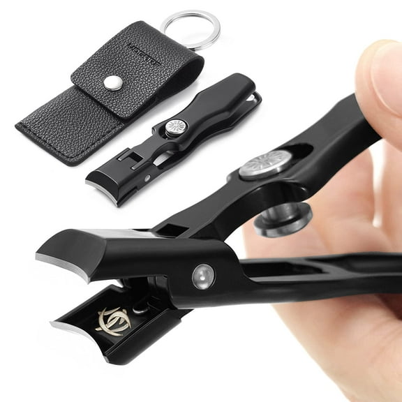Nail Clippers for Thick Nails Large Wide Jaw Opening Cutter with Safety Lock Heavy Duty for Toenail Fingernail No Splash Trimmer with Big Catcher for Men Women Adult Seniors