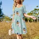 thumbnail image 4 of Vestido azul de manga corta con estampado de caramelos, vestidos de mujer, ropa de verano para mujer, vestidos casuales., 4 of 7