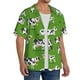 thumbnail image 2 of Fotbe Cows With Calfs Green Camisa Estampada de Manga Corta para Hombre, Casual de Verano, Estilo Playero, Sin Arrugas-Small, 2 of 5