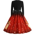 thumbnail image 4 of Robe Vintage Patchwork Rockabilly pour Femmes Robe de Fête de Noël avec Nœud, 4 of 7