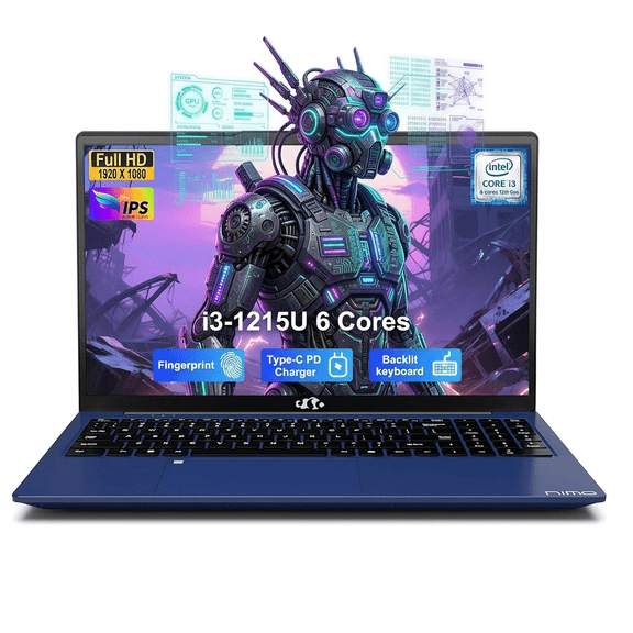 15.6" IPS FHD Laptop-Intel Core i3-1215U 16GB RAM 1TB SSD (Beat i5-1135G7, 6 Cores Up to 4.4GHz) Computer with 65W Type-C Charger Backlit Keyboard Fingerprint Wi-Fi 6 2 Years Warranty