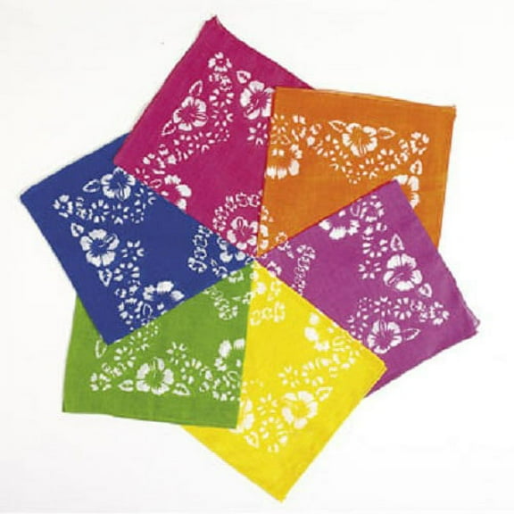 Hibiscus Print Bandanas - Party Wear - 12 Pieces
