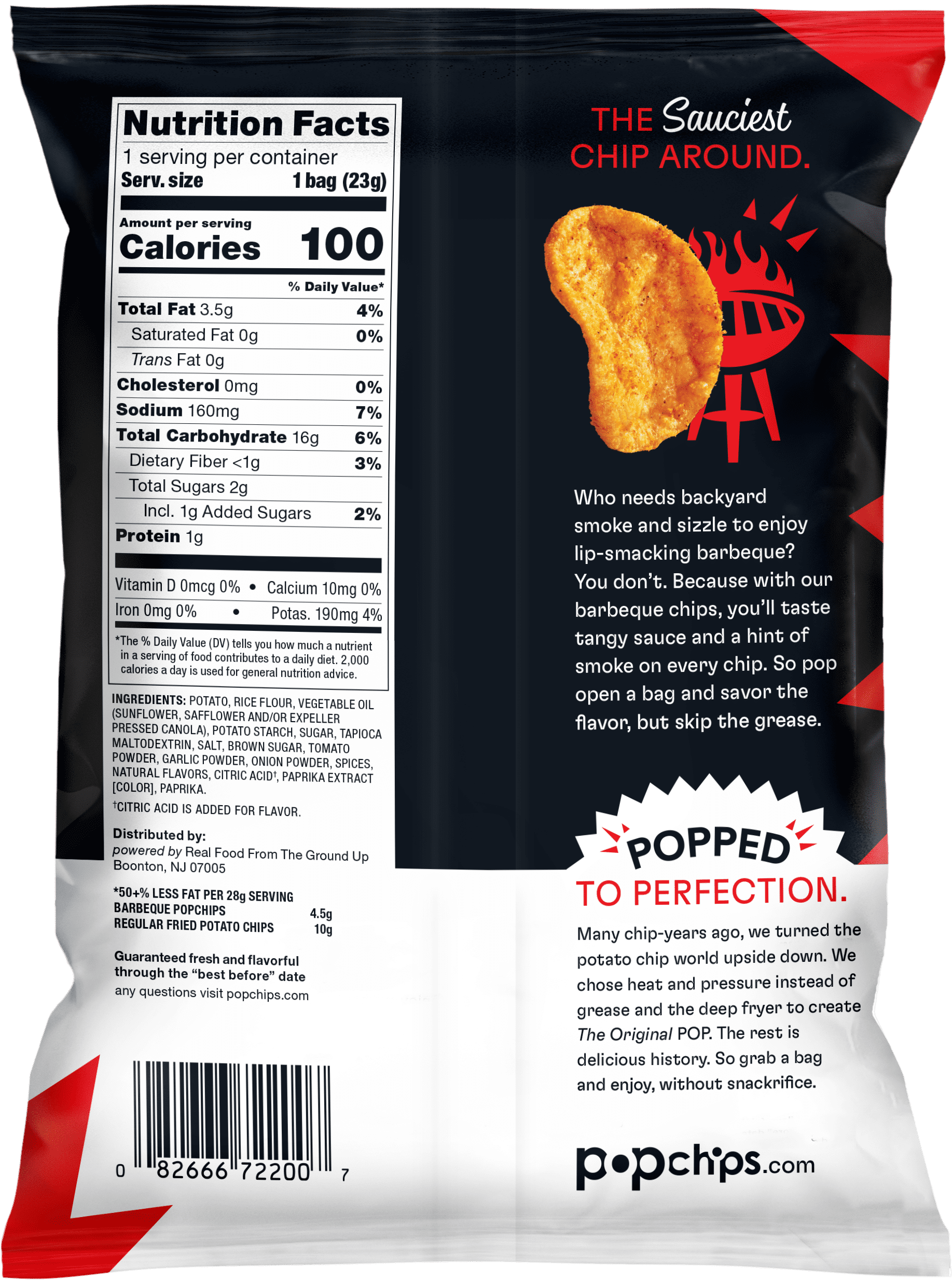 (2 pack) Popchips Popped Potato Snack, 100 Calorie Pack, BBQ Flavored, 0.8 oz Bag