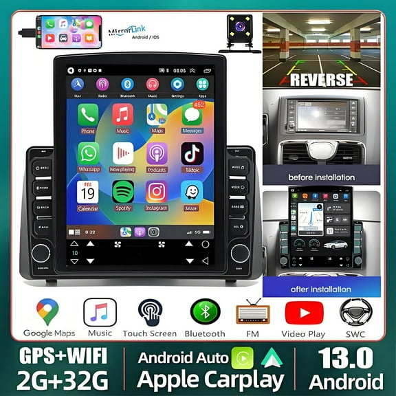 for Dodge Grand Caravan Radio 2011-2020 Android 13 2G 32G Built-in Wireless Carplay Android Auto Bluetooth Head Unit 9.7 Inch IPS GPS Navigation