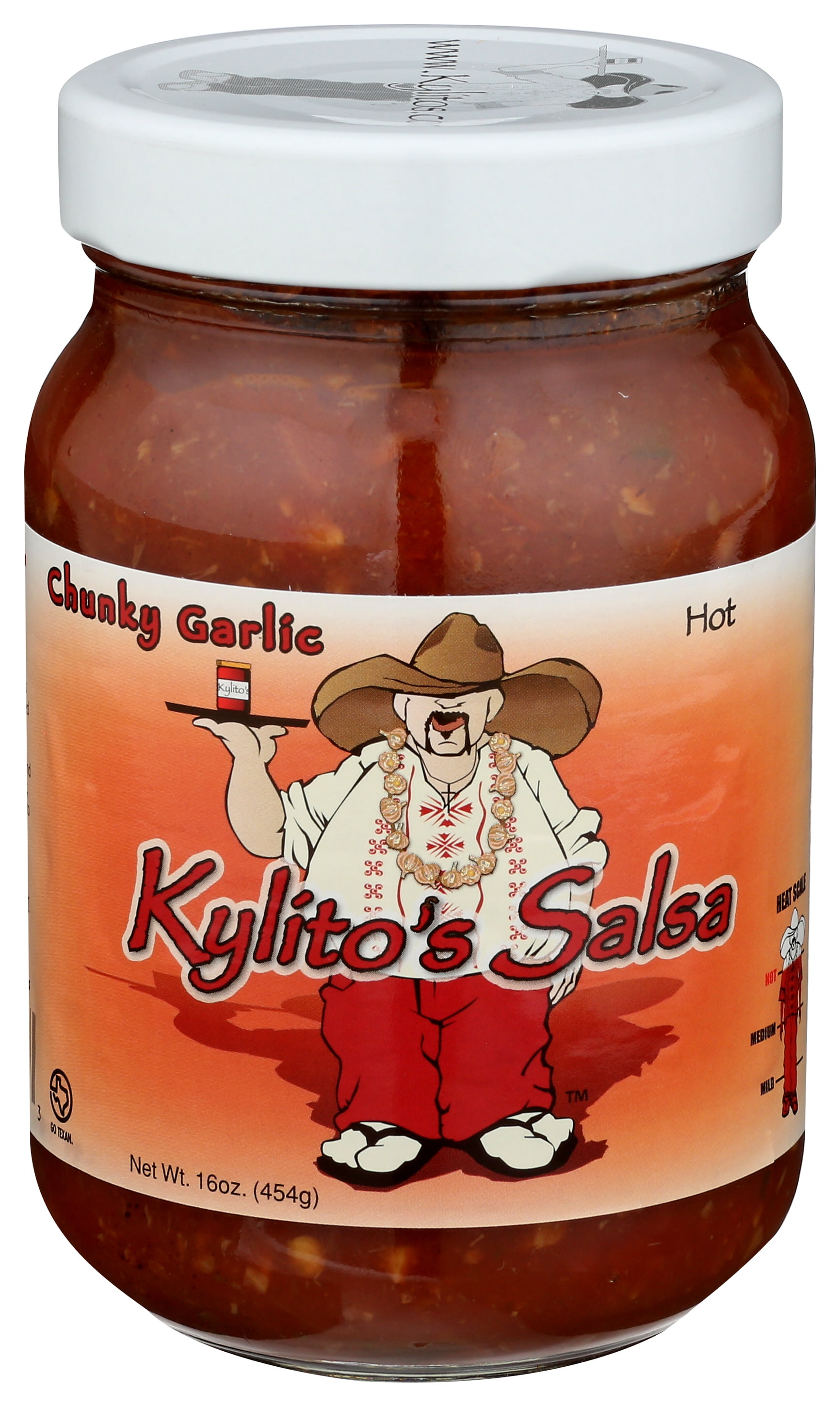 Kylitos Salsa Hot Chunky Garlic, 16 oz