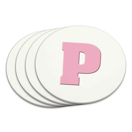 

Letter P Initial Baby Girl Block Font Pink Shower Coaster Set