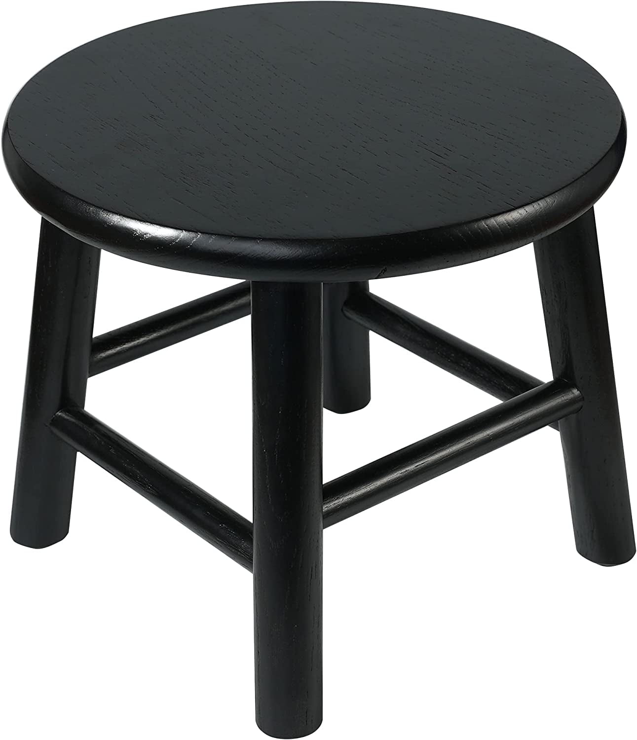 CONSDAN Kids Stool, USA Grown Oak, Handcrafted Solid Wood Stool, 9" Low Stool(Black)