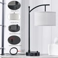 thumbnail image 4 of Lámpara de mesa para sala de estar, dormitorio, juego de 2 lámparas de mesa de 23.5 pulgadas con puertos USB C+A, lámparas de noche para mesita de noche con pantallas de lámpara de lino, 4 of 9
