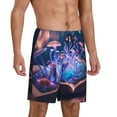 thumbnail image 2 of Wukai Book Glowing Mushrooms Men’s Short Pajama Pants With Pockets Soft Sleep Pj Shorts for Men-Small, 2 of 6