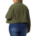 thumbnail image 4 of DARING DIVA Women's Plus Size Button Down Long Sleeve Shacket Jacket 3X Army Green, 4 of 6