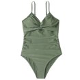 thumbnail image 4 of Traje de baño de una pieza para mujer, cómodo, liso, con almohadilla en el pecho, sin aros, Bikini con escote en V profundo OAVQHLG3B Store  lin121212, 4 of 4