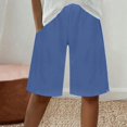thumbnail image 2 of RYRJJ Bermuda Shorts for Women Knee Length Elastic Waist Drawstring Loose Wide Leg Shorts Summer Casual Beach Short Pants with Pockets(Blue,M), 2 of 9