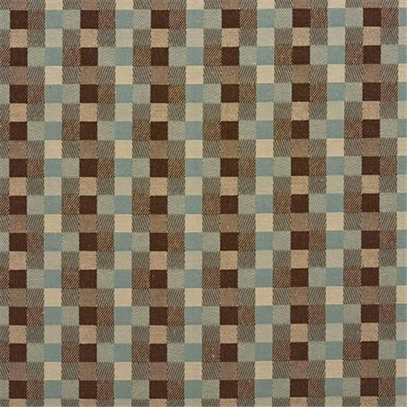 Designer Fabrics  54 in. Wide Brown And Teal Checkered Silk Satin Upholstery Fabric