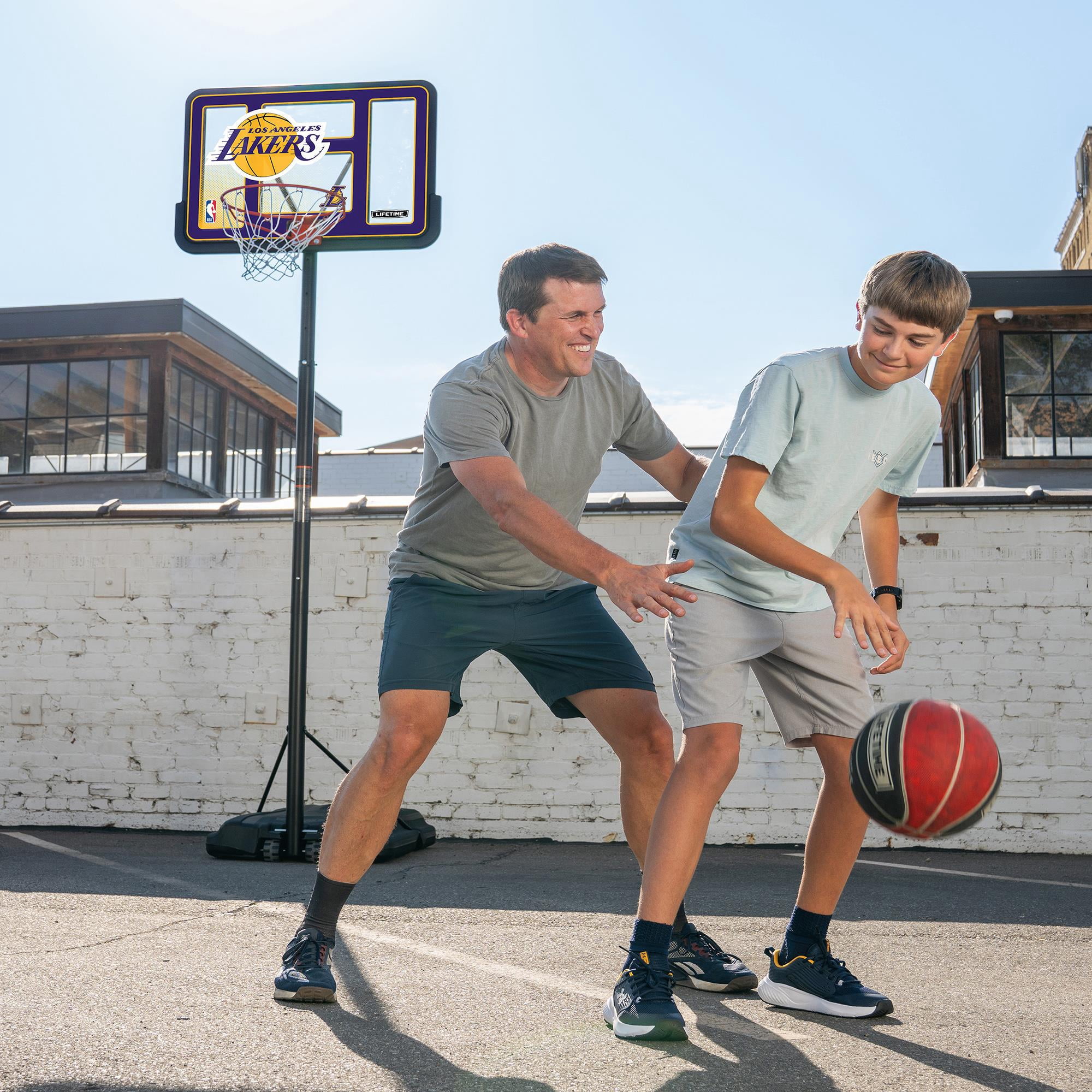 Lifetime NBA Los Angeles Lakers 44" Portable Basketball Hoop with Wheels - 7.5 to 10 Ft Adjustable Height