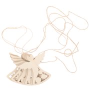 HAMPPLIES 30Pcs Angel Shape Wood Cutouts Unfinished Craft Supplies for Ornaments Khaki 3.1x3.1in Wooden Pieces