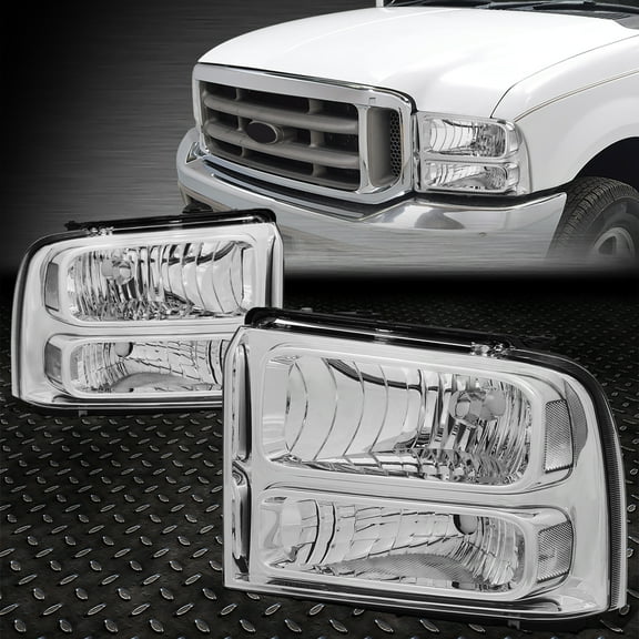 Nuvision for 05-07 Ford F250 F350 Super Duty Chrome Housing Clear Corner Headlights