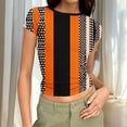 thumbnail image 5 of Women's Slim Fit Tshirts Ribbed Y2k Crop Tops Short Sleeve Crewneck Casual Summer Going Out Printed Tee Shirt (M, Multicolor), 5 of 6