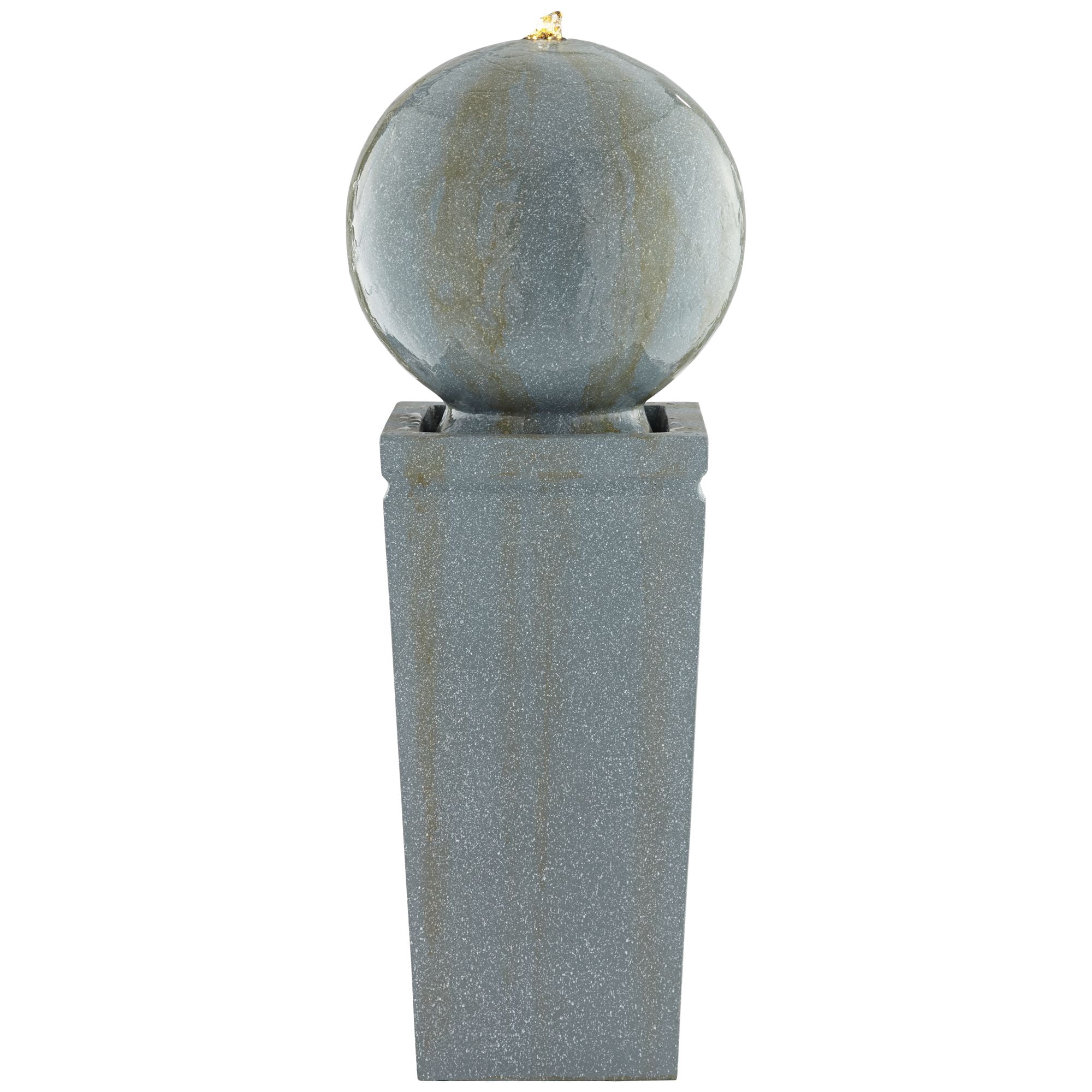 Ball and Pillar 34 1/4" High Large Modern Indoor Outdoor Decor Faux Stone Floor Fountain with Light LED Bubbler