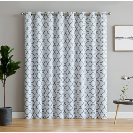 door sliding glass curtain blackout patio grommet thermal lattice hlc single panel panels darkening platinum grey window dialog displays option