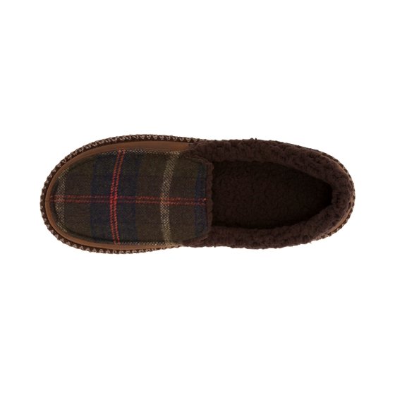 Dearfoams DF by Dearfoams Men's Plaid Moccasin Slipper