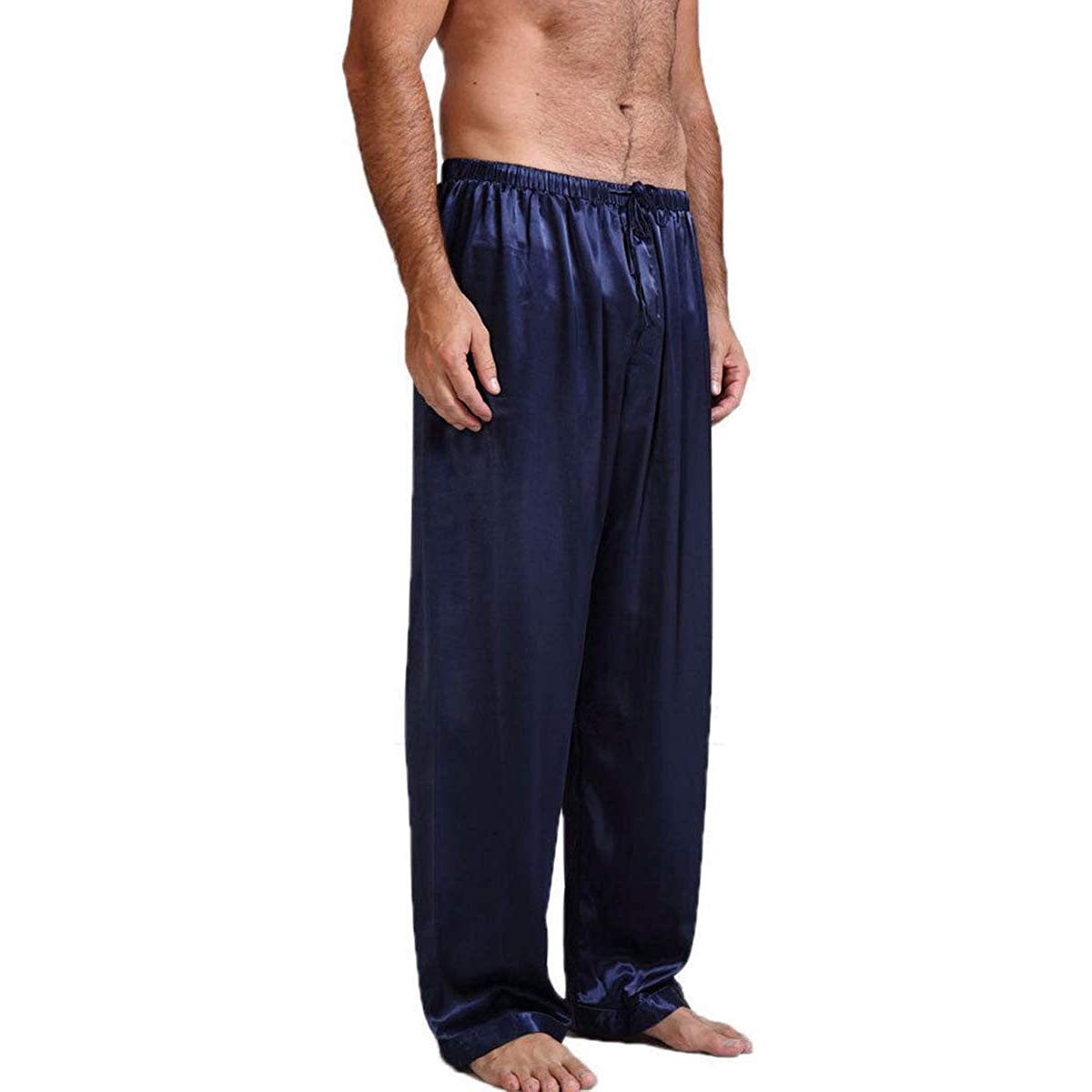 Men Satin Silk Pajamas Long Pants Lounge Pant Summer Sleepwear Pyjamas