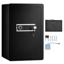 KFFKFF Single Door 4.0 cu.ft Security Safe, Key & Code Entry, Includes Fire-Resistant Pouch, Key Organizer, Illumination, Dual Shelving for Cash, Papers, Precious Items, in Black