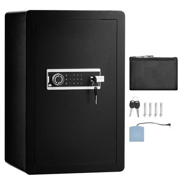 KFFKFF Single Door 4.0 cu.ft Security Safe, Key & Code Entry, Includes Fire-Resistant Pouch, Key Organizer, Illumination, Dual Shelving for Cash, Papers, Precious Items, in Black