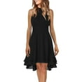 thumbnail image 1 of Vestido informal de verano para mujer con cuello halter, botones, encaje de gasa y corte en A, poliéster, 1 of 2
