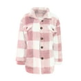 thumbnail image 4 of HANXIULIN Women's Plus Size Casual Loose Winter Plaid Lamb Fleece Jacket With Pockets Button Fleece Jacket Coat Pink XXL, 4 of 7