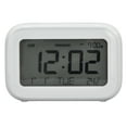 thumbnail image 1 of Mini reloj despertador digital con pantalla LCD y función de repetición, formatos 12/24 h, ideal para dormitorio, viajes, oficina, color blanco., 1 of 14
