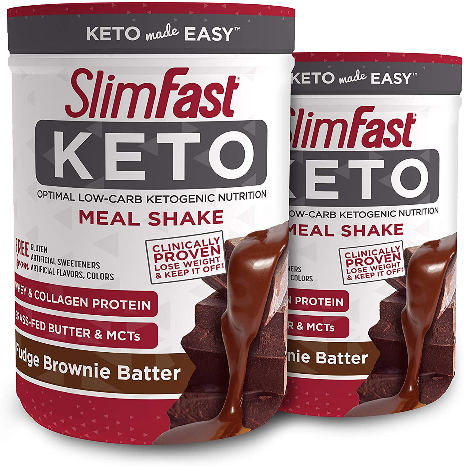 SlimFast Keto Meal Replacement Powder Fudge Brownie Batter Canister, 13