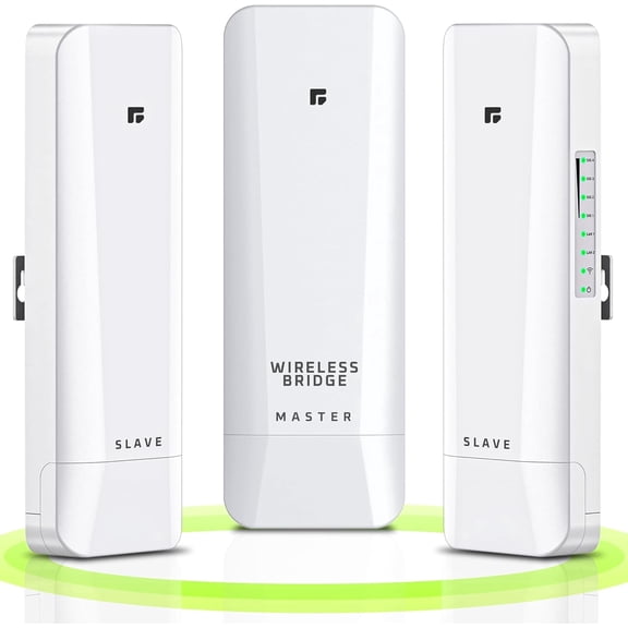 Wireless Bridge Point to Point/Multipoint 3 Pack, 5.8GHz Outdoor Wireless Bridge to Provide Network Communication for Shop, Barn, Garage Building, 3KM Long Distance Pre-configured Set. (3KM 3-Pack)