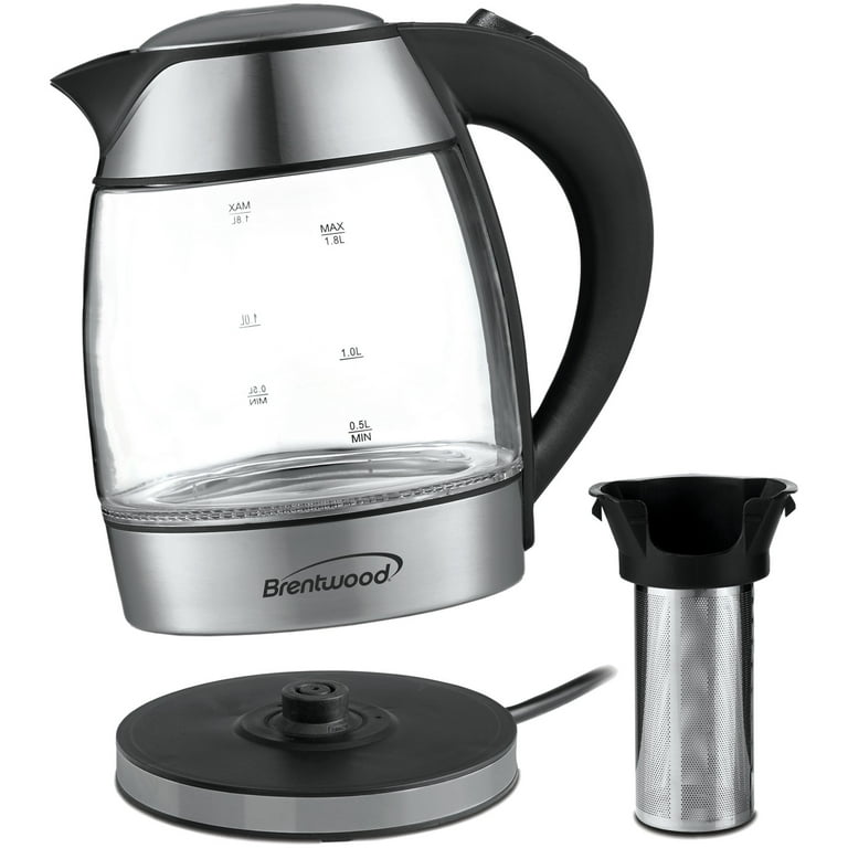 Brentwood KT-1910BK 1L Cordless Glass Electric Kettle, Black